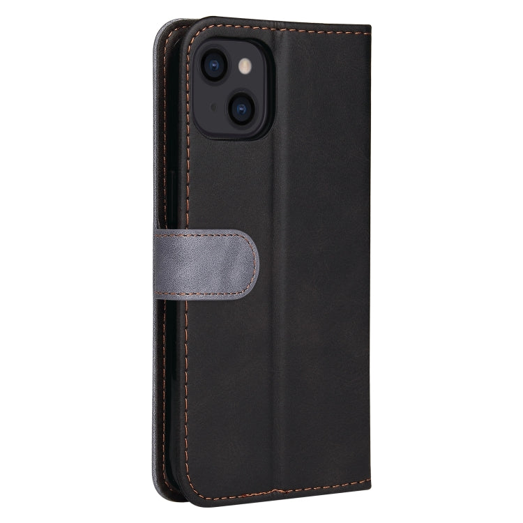 For iPhone 14 Stitching-color Leather Phone Case