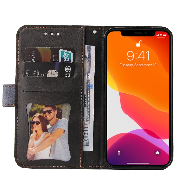 For iPhone 14 Stitching-color Leather Phone Case