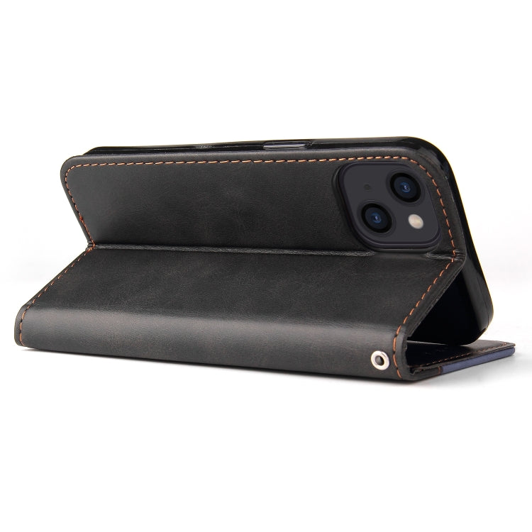 For iPhone 14 Stitching-color Leather Phone Case
