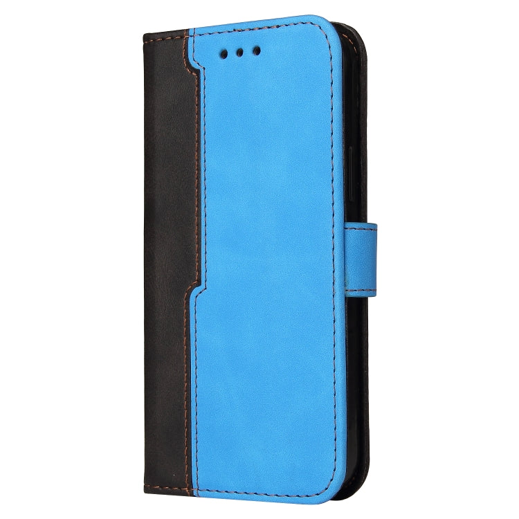 For iPhone 14 Stitching-color Leather Phone Case