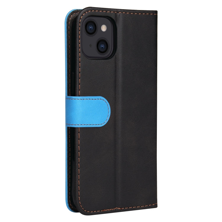 For iPhone 14 Stitching-color Leather Phone Case