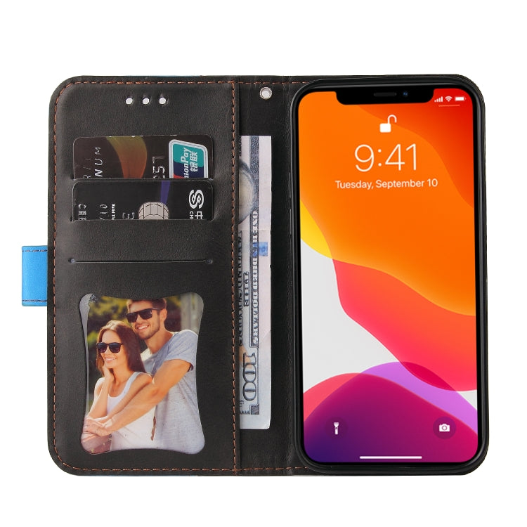 For iPhone 14 Stitching-color Leather Phone Case