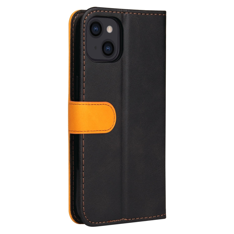 For iPhone 14 Stitching-color Leather Phone Case