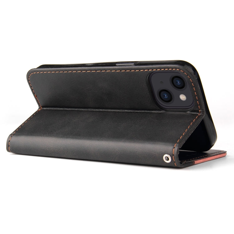 For iPhone 14 Stitching-color Leather Phone Case
