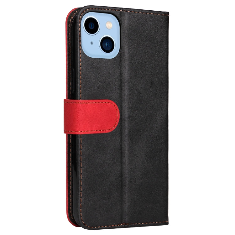 For iPhone 14 Plus Stitching-color Leather Phone Case