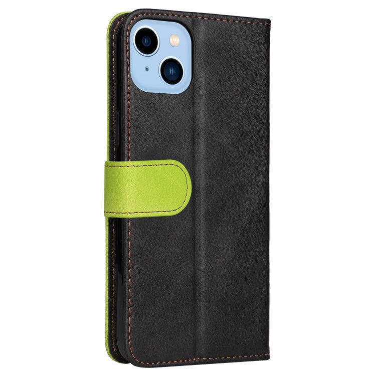 For iPhone 14 Plus Stitching-color Leather Phone Case