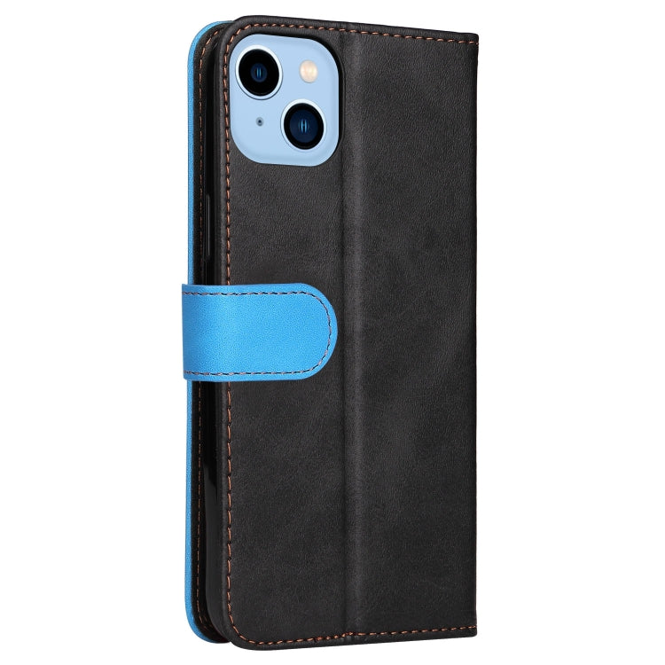 For iPhone 14 Plus Stitching-color Leather Phone Case