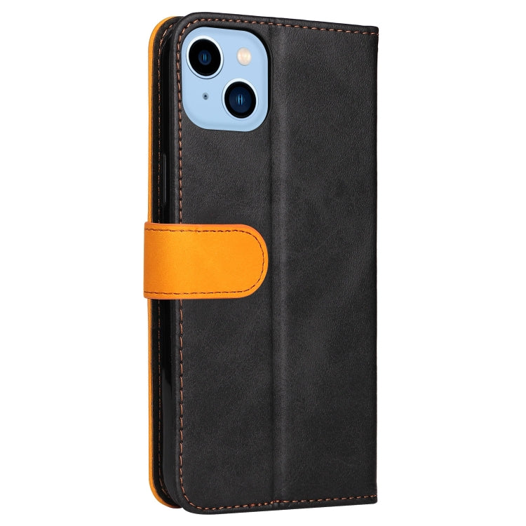 For iPhone 14 Plus Stitching-color Leather Phone Case