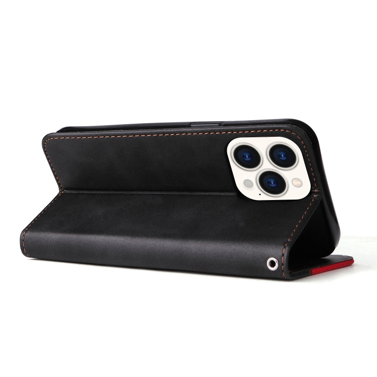 For iPhone 14 Pro Stitching-color Leather Phone Case
