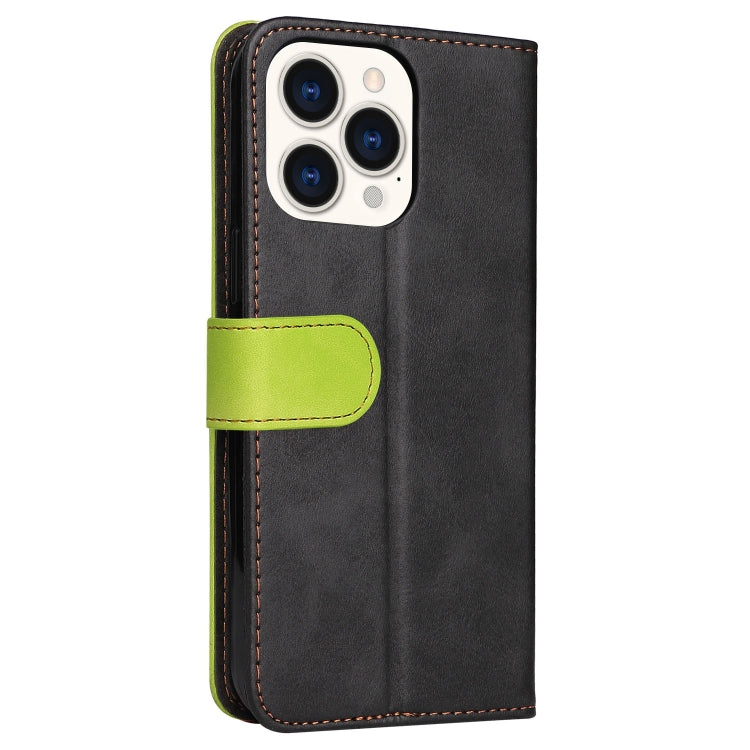 For iPhone 14 Pro Stitching-color Leather Phone Case