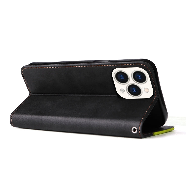 For iPhone 14 Pro Stitching-color Leather Phone Case