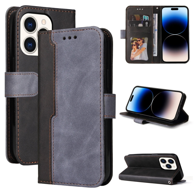 For iPhone 14 Pro Stitching-color Leather Phone Case