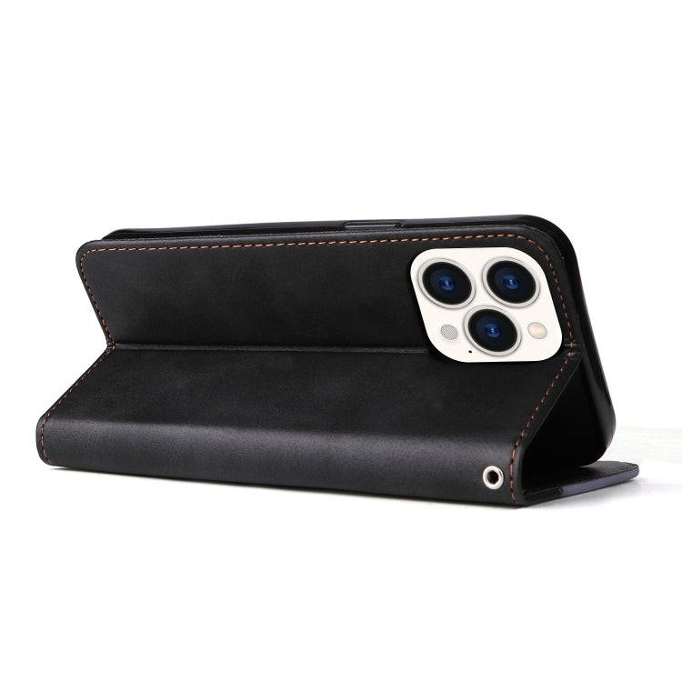 For iPhone 14 Pro Stitching-color Leather Phone Case