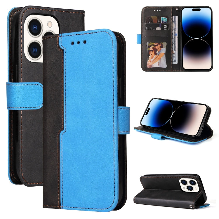 For iPhone 14 Pro Stitching-color Leather Phone Case