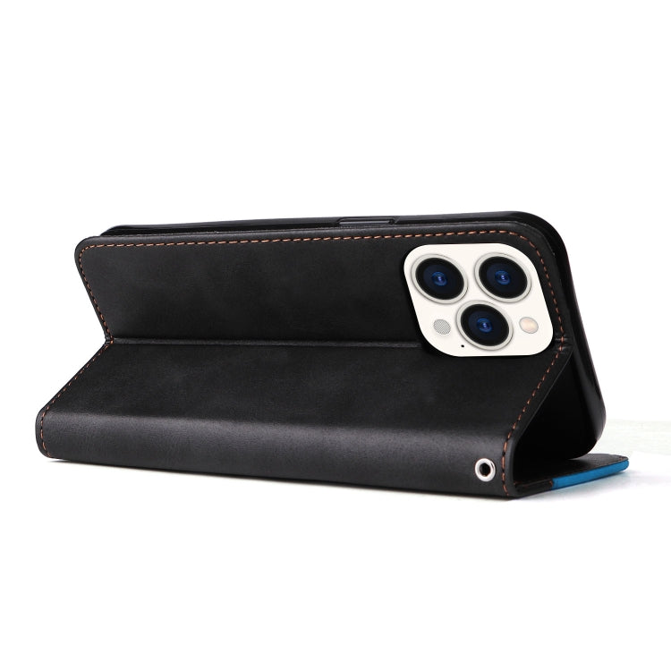 For iPhone 14 Pro Stitching-color Leather Phone Case