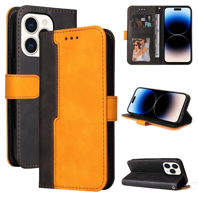 For iPhone 14 Pro Stitching-color Leather Phone Case