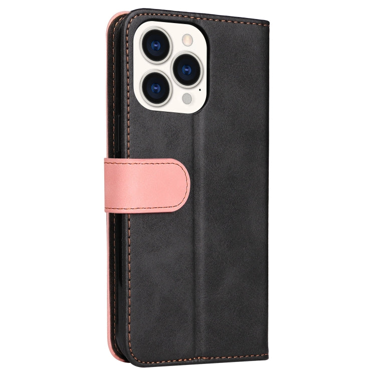 For iPhone 14 Pro Stitching-color Leather Phone Case