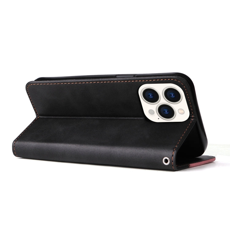 For iPhone 14 Pro Stitching-color Leather Phone Case