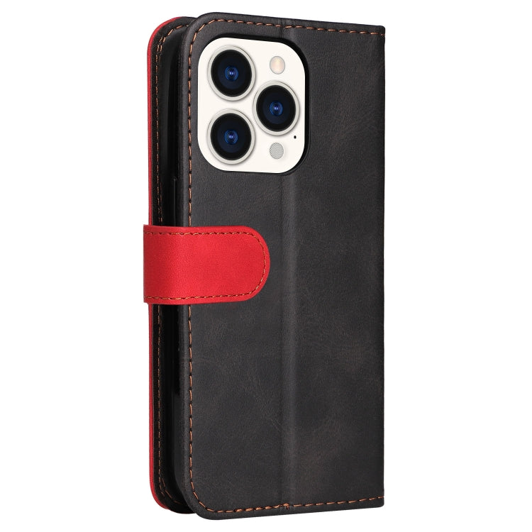 For iPhone 14 Pro Max Stitching-color Leather Phone Case