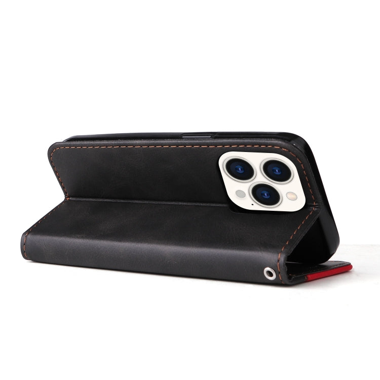 For iPhone 14 Pro Max Stitching-color Leather Phone Case