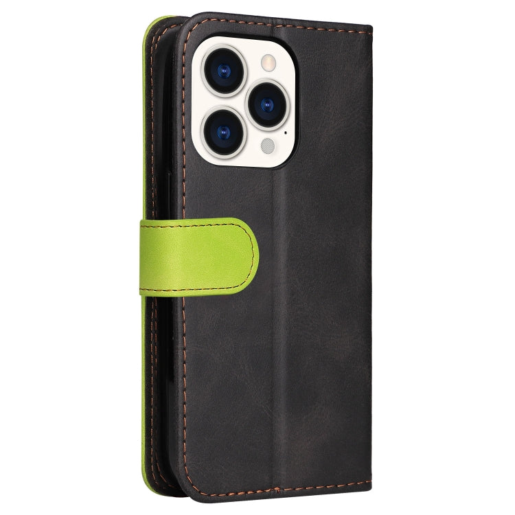 For iPhone 14 Pro Max Stitching-color Leather Phone Case