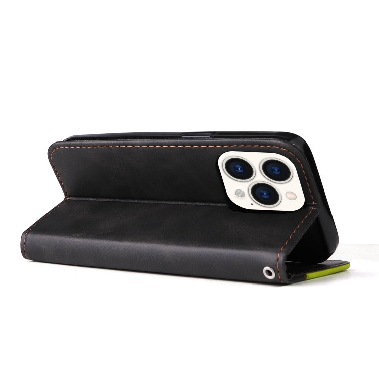 For iPhone 14 Pro Max Stitching-color Leather Phone Case