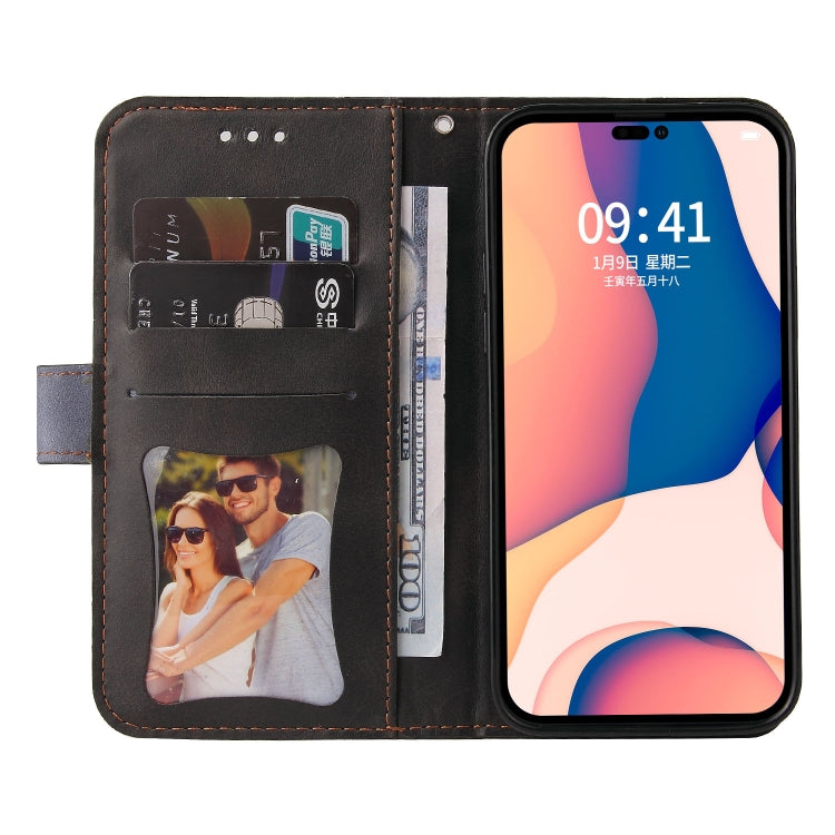 For iPhone 14 Pro Max Stitching-color Leather Phone Case
