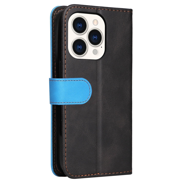 For iPhone 14 Pro Max Stitching-color Leather Phone Case