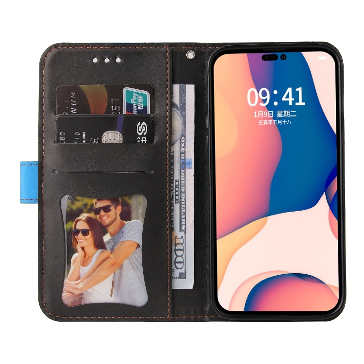 For iPhone 14 Pro Max Stitching-color Leather Phone Case