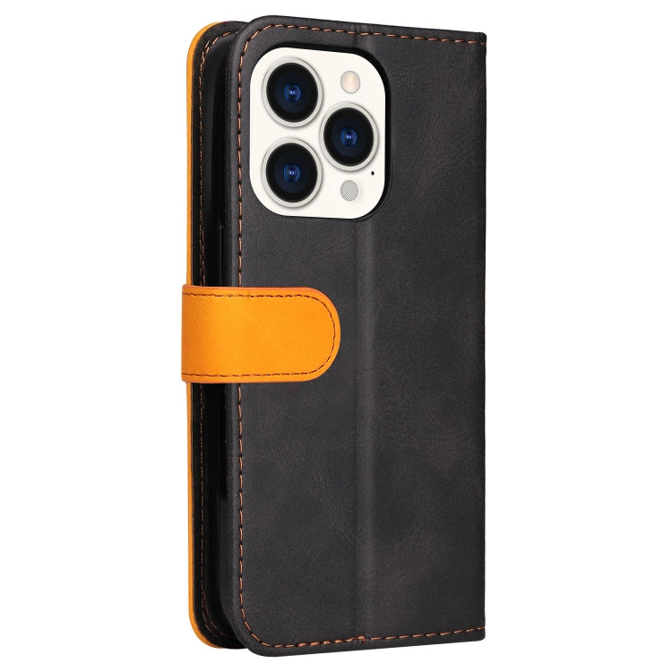 For iPhone 14 Pro Max Stitching-color Leather Phone Case