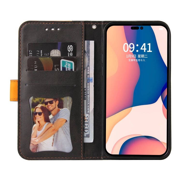 For iPhone 14 Pro Max Stitching-color Leather Phone Case