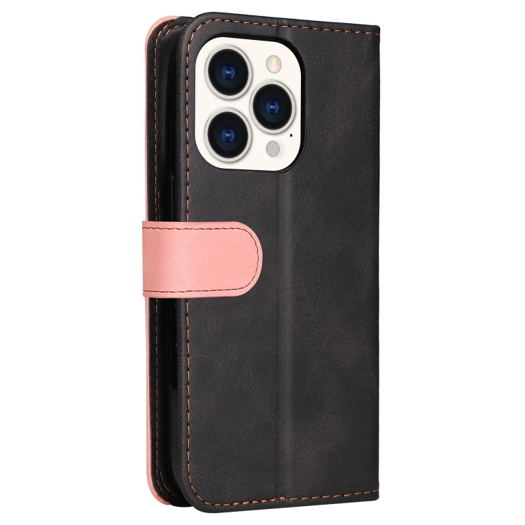 For iPhone 14 Pro Max Stitching-color Leather Phone Case