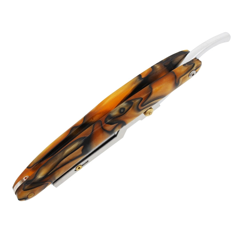 H-22 Men Replaceable Blade Straight Edge Razor Folding Axe Knife Holder Shaving Shaver Barber Beard Cutter(Orange Resin)