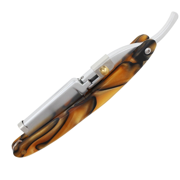 H-22 Men Replaceable Blade Straight Edge Razor Folding Axe Knife Holder Shaving Shaver Barber Beard Cutter(Orange Resin)