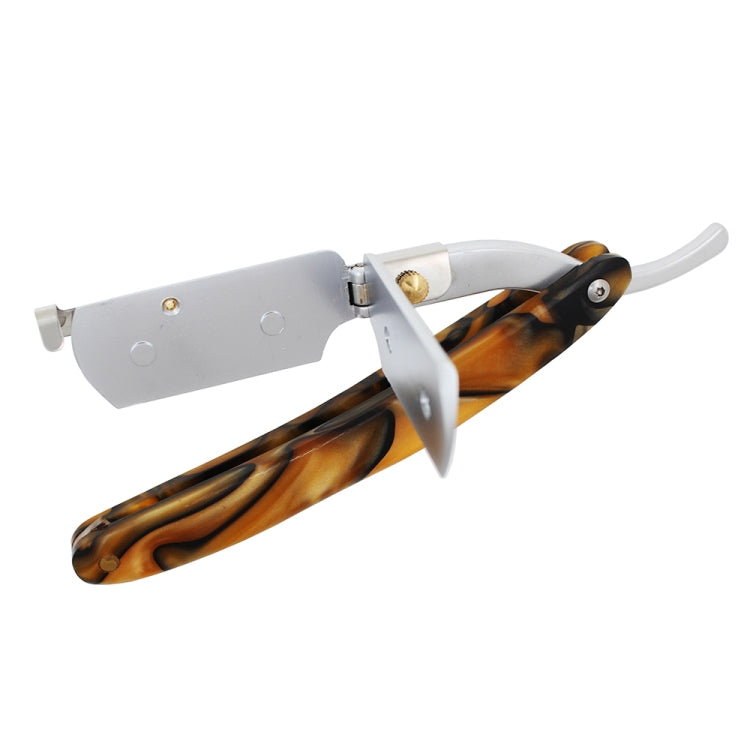 H-22 Men Replaceable Blade Straight Edge Razor Folding Axe Knife Holder Shaving Shaver Barber Beard Cutter(Orange Resin)
