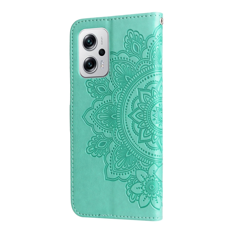 For Xiaomi Redmi Note 11T Pro/Poco X4 GT 7-petal Flowers Embossing Leather Case