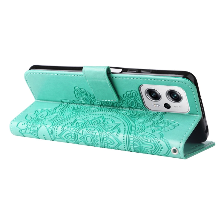 For Xiaomi Redmi Note 11T Pro/Poco X4 GT 7-petal Flowers Embossing Leather Case