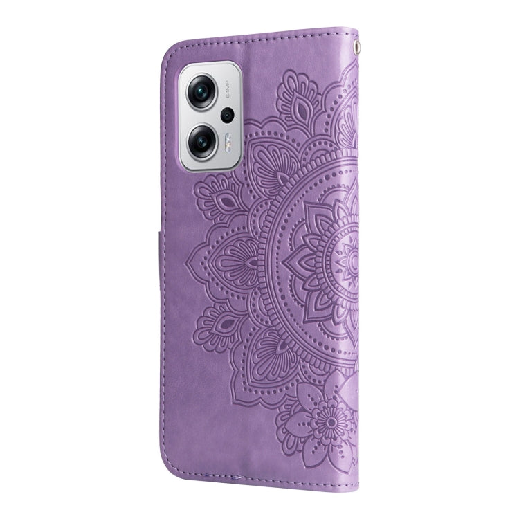For Xiaomi Redmi Note 11T Pro/Poco X4 GT 7-petal Flowers Embossing Leather Case