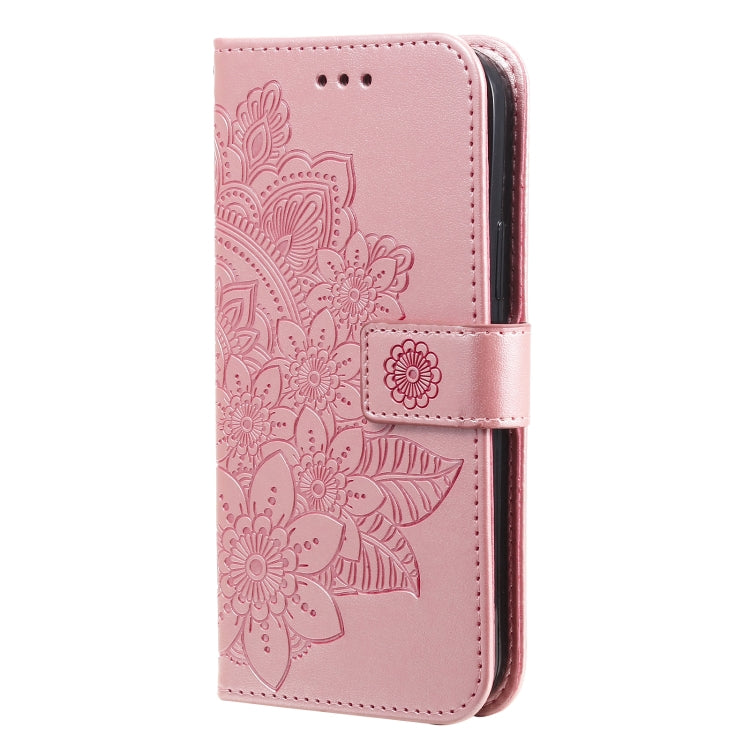 For iPhone 14 7-petal Flowers Embossing Leather Case