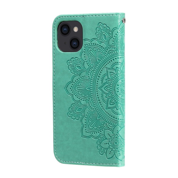 For iPhone 14 7-petal Flowers Embossing Leather Case