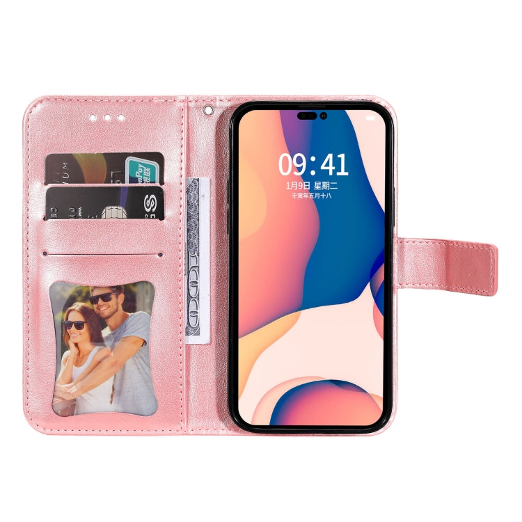 For iPhone 14 Pro 7-petal Flowers Embossing Leather Case