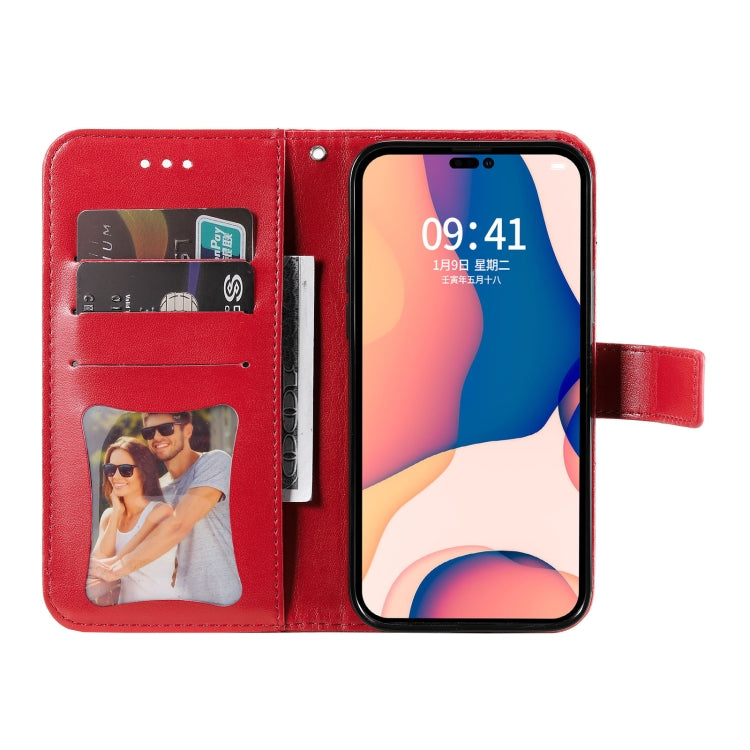 For iPhone 14 Pro 7-petal Flowers Embossing Leather Case