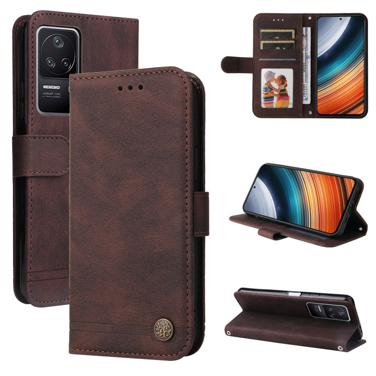 For Xiaomi Redmi K40S / Poco F4 Skin Feel Life Tree Metal Button Leather Case