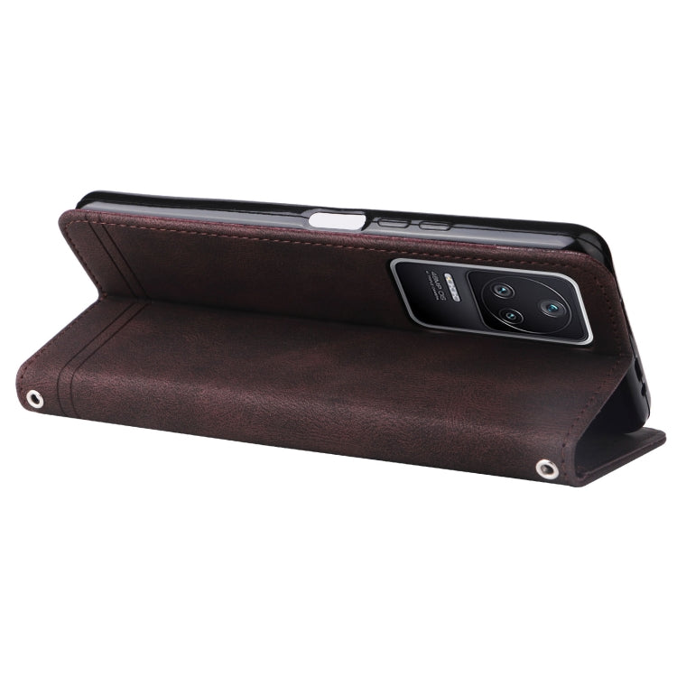 For Xiaomi Redmi K40S / Poco F4 Skin Feel Life Tree Metal Button Leather Case