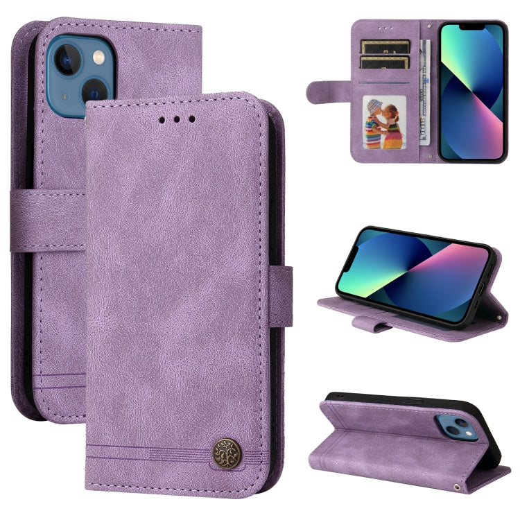 For iPhone 14 Skin Feel Life Tree Leather Case
