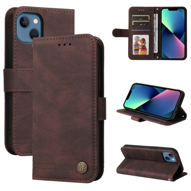 For iPhone 14 Skin Feel Life Tree Leather Case