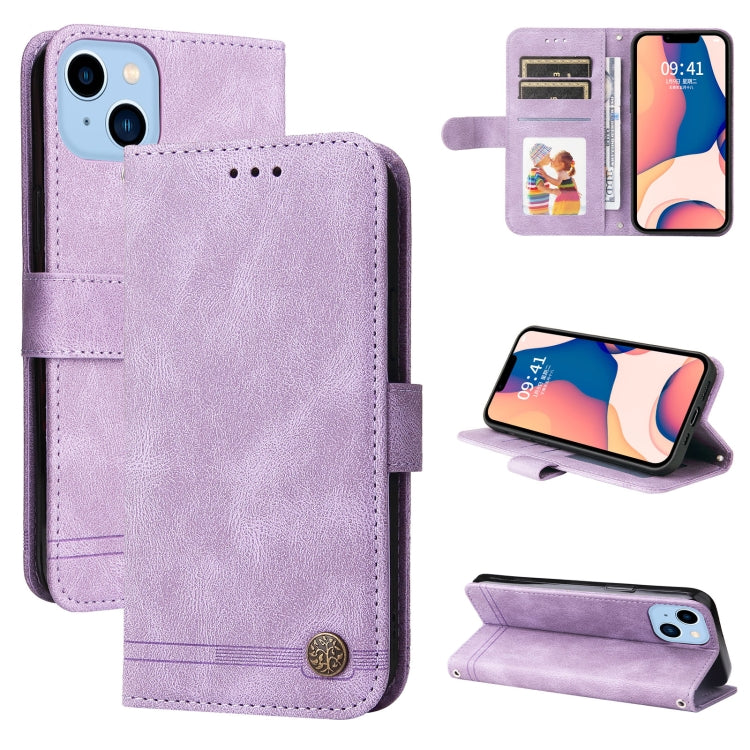 For iPhone 14 Plus Skin Feel Life Tree Leather Case