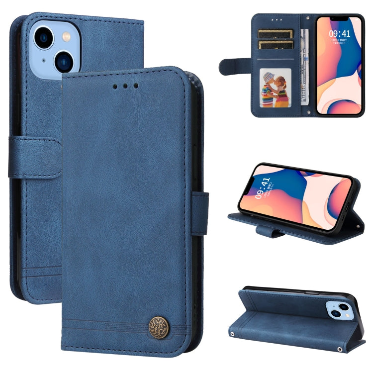 For iPhone 14 Plus Skin Feel Life Tree Leather Case