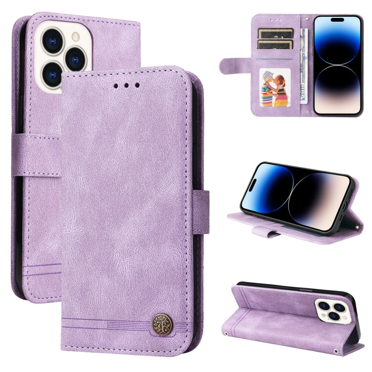 For iPhone 14 Pro Max Skin Feel Life Tree Leather Case