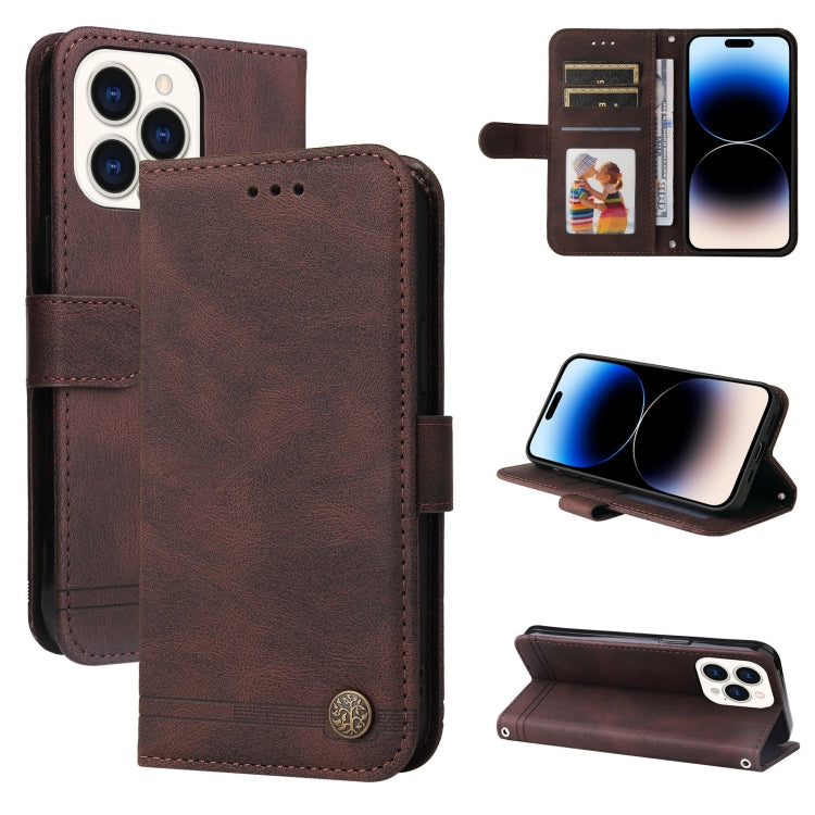 For iPhone 14 Pro Max Skin Feel Life Tree Leather Case